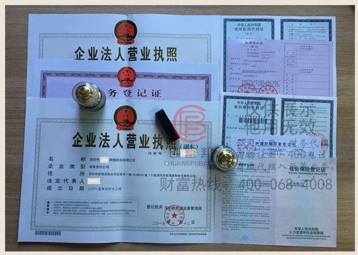 深圳市某网络科技有限公司证件展示
