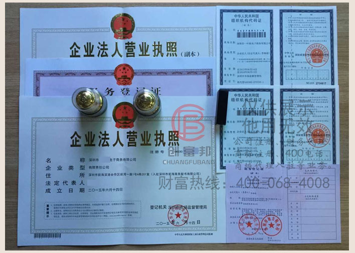 深圳市某电子商务有限公司证件展示