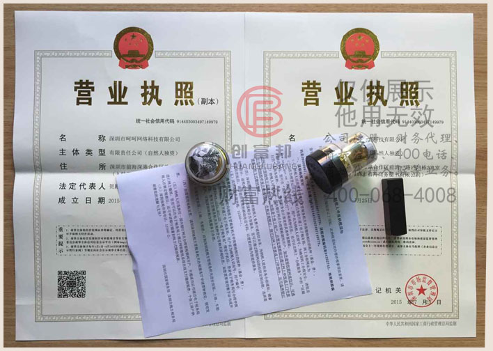深圳市某某网络科技有限公司证件展示